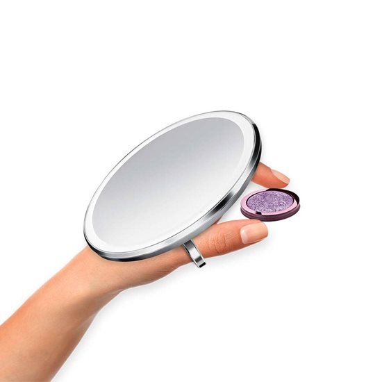 Vreckové kozmetické zrkadlo so senzorom, 10,4 cm, Brushed - simplehuman