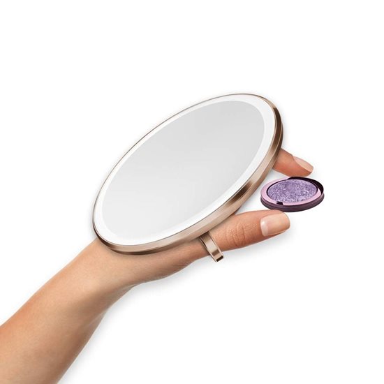 Makeup pocket mirror with sensor, 10.4 cm, Rose Gold - simplehuman