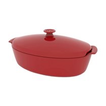 Oval baking dish with lid, 41.5 x 24 cm/5.8 l, Burgundy - Emile Henry