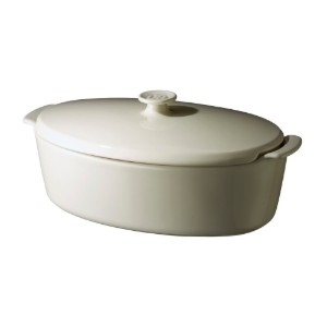 Oval bowl, ceramic, with lid, 41.5 x 24cm/5.8L, Clay - Emile Henry