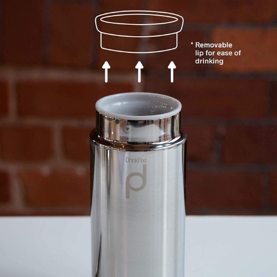 "DrinkPod" thermally insulating bottle made of stainless steel, 300 ml, Silver colour - Grunwerg