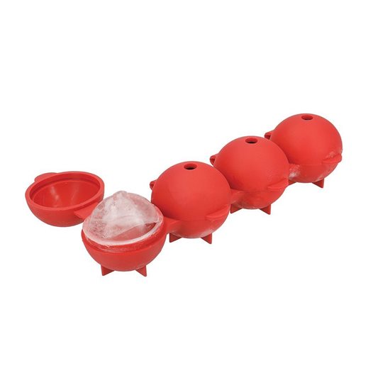 Sferični kalup za led, 21,5 x 7 x 4 cm, silikon, rdeč - izdelava Kitchen Craft