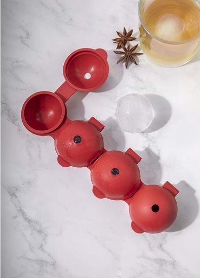Spherical mould for ice, 21.5 x 7 x 4 cm, silicone, red - made by Kitchen Craft