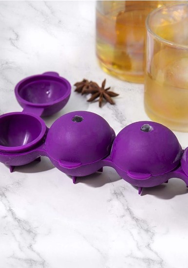 Spherical mould for ice, 21.5 × 7 × 4 cm, silicone, purple – made by Kitchen Craft