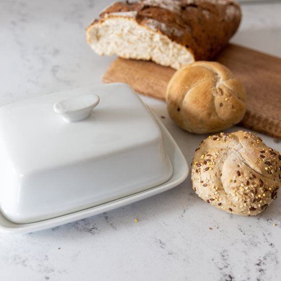 Butter dish with lid, 18 x 14 cm, porcelain - Kitchen Craft