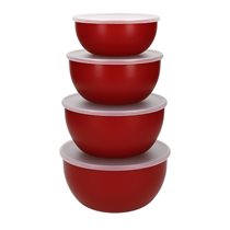 4-piece preparation bowls, plastic, with lid, Empire Red - KitchenAid
