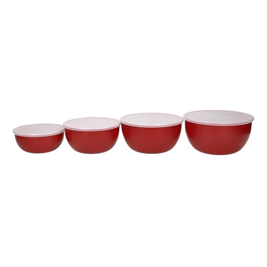 4 parçalı hazırlık kaseleri, plastik, kapaklı, Empire Red - KitchenAid