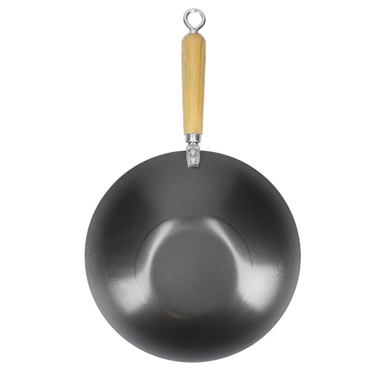 Patelnia wok z drewnianym uchwytem, 30 cm, stal węglowa - od marki Kitchen Craft