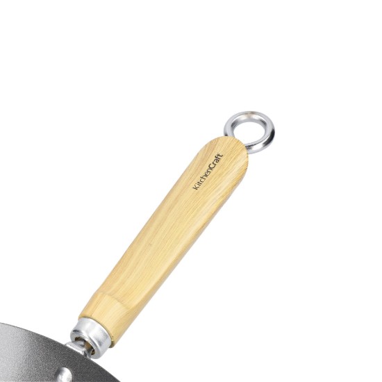 Patelnia wok z drewnianym uchwytem, 30 cm, stal węglowa - od marki Kitchen Craft