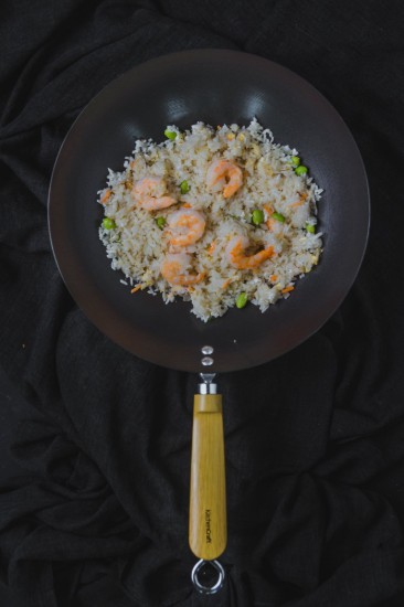 Patelnia wok z drewnianym uchwytem, 30 cm, stal węglowa - od marki Kitchen Craft