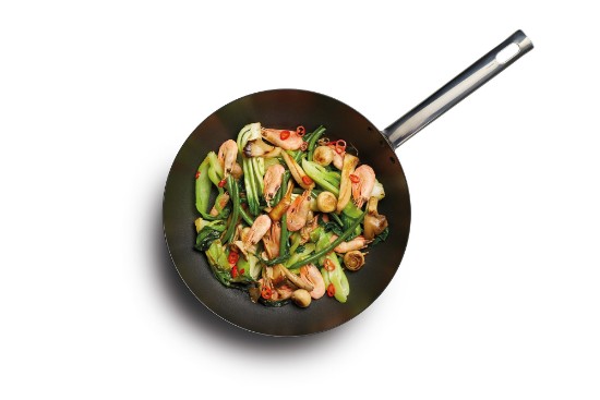 Panela wok, 24 cm, aço carbono - por Kitchen Craft