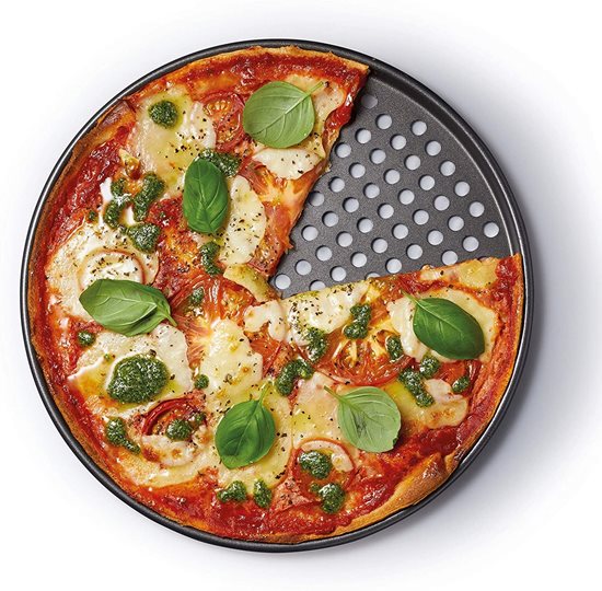 Perforated pizza tray, steel, 32 cm - Kitchen Craft