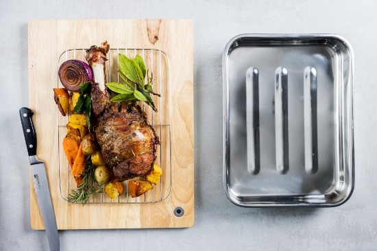Roestvrijstalen bakplaat met uitneembare grill, 38 x 27,5 cm - door Kitchen Craft