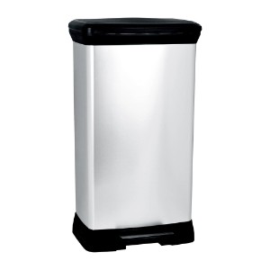 "Deco" trash bin provided with pedal, 50 L, Metallic gray - Curver