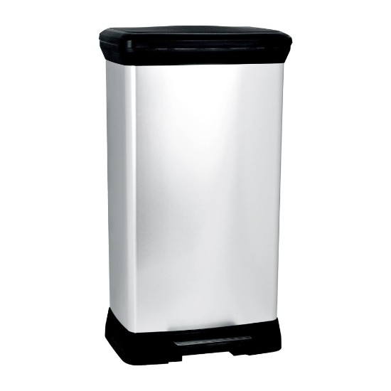 "Deco" trash bin provided with pedal, 50 L, Metallic gray - Curver