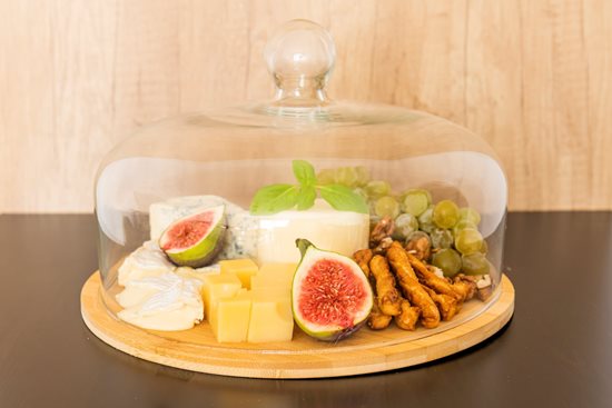 Cheese platter, 29 cm, glass cover - Zokura