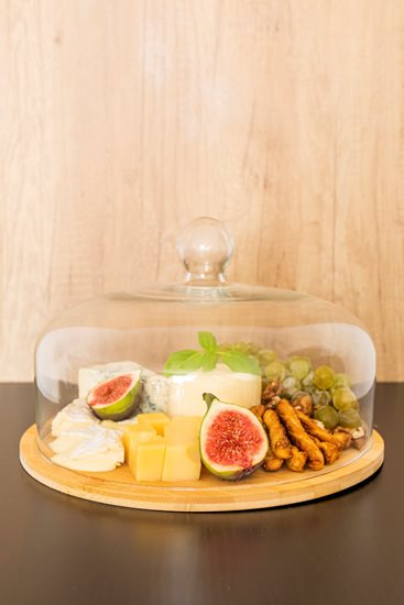 Tál sajt felszolgálásához, 29 cm, üveg fedél - Zokura