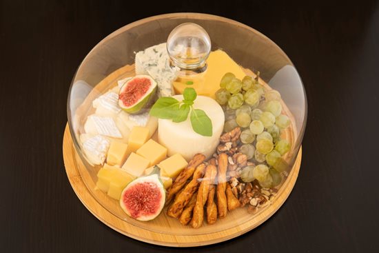 Плато за сервиране на сирене, 29 см, стъклен капак - Zokura