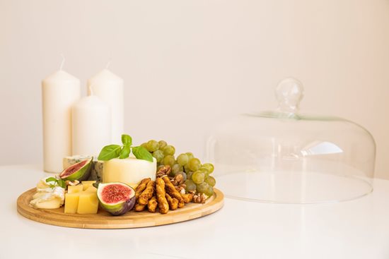 Cheese platter, 29 cm, glass cover - Zokura