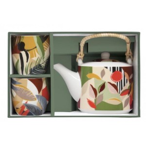 Czajnik porcelanowy 600 ml z zaparzaczem i 2 filiżankami, seria "Kilimanjaro" - Easy Life