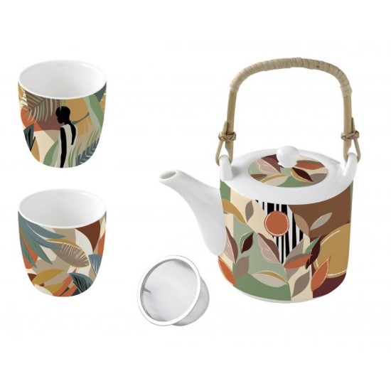 600 ml porcelain teapot with infuser and 2 cups, "Kilimanjaro" range - Easy Life