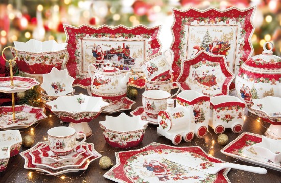 2-piece train set, 25.5 × 8 × 12.5 cm "CHRISTMAS MEMORIES", porcelain - Nuova R2S