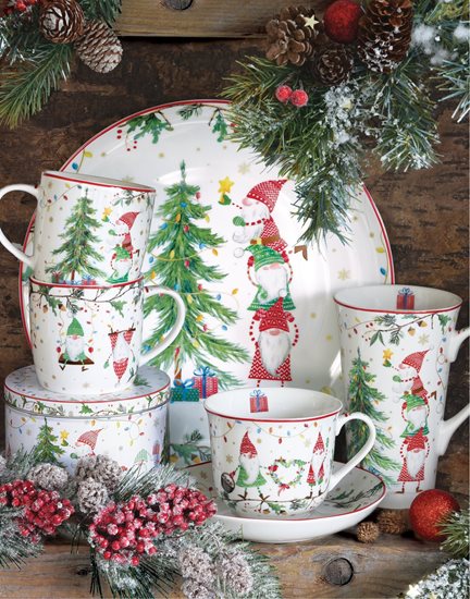 Mug 350 ml avec couvercle et infuseur en métal, "READY FOR CHRISTMAS", porcelaine - Nuova R2S