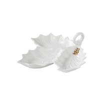 Porcelain platter for serving appetizers, 22x20 cm, "HOLLY&BERRIES WHITE" - Nuova R2S