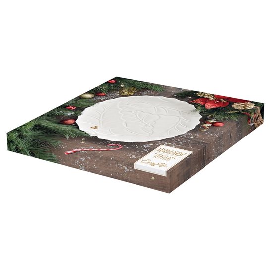 Isservi platter magħmul mill-porċellana, 30 cm, "HOLLY&BERRIES WHITE" - Nuova R2S