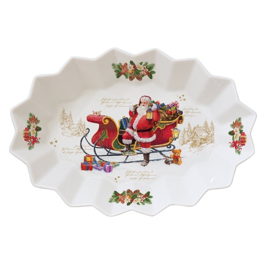 Oval bakke, 25 x 17 cm, "CHRISTMAS MEMORIES", porcelæn - Nuova R2S mærke