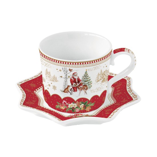 Tazza tal-porċellana bi saucer, 250 ml, "CHRISTMAS MEMORIES" - Nuova R2S