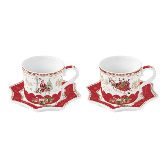 Set mit 2 Porzellanbechern, 120 ml, "CHRISTMAS MEMORIES" - Marke Nuova R2S