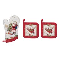 Set of oven mitt and 2 cooking pot holders, <<CHRISTMAS MEMORIES>> - Nuova R2S