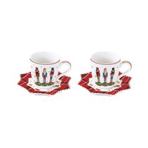 Set of 2 100 ml coffee cups with saucers, "VINTAGE NUTCRACKER", porcelain - Nuova R2S