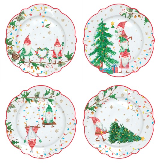 Sæt med 4 desserttallerkener, 20 cm, porcelæn, "READY FOR CHRISTMAS"