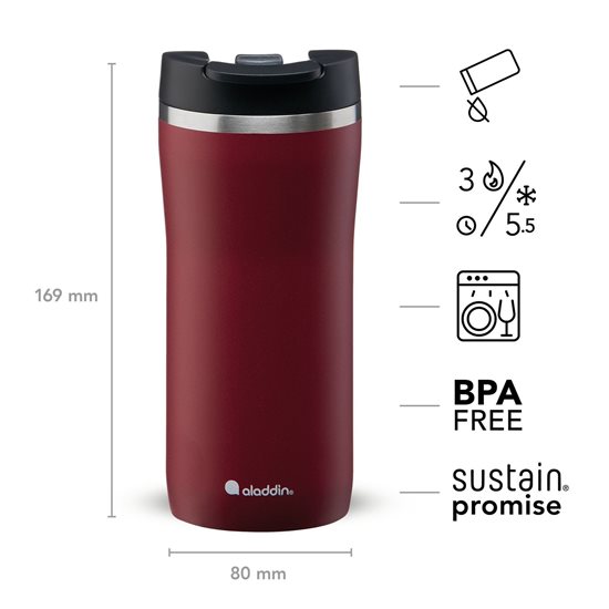 "Mocca Leak-Lock" thermo-insulated mug, 350 ml, <<Burgundy>> - Aladdin