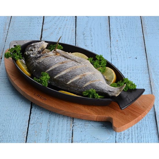 Støbejernsbakke til fisk, 20 x 32 cm, LAVA