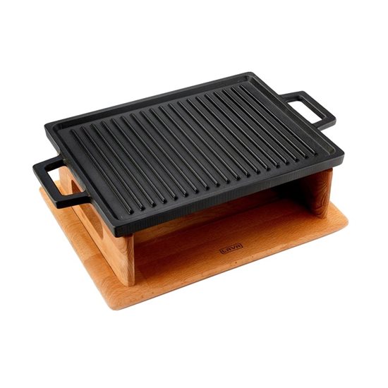 Parrilla de hierro fundido con soporte, 22 x 30 cm - marca LAVA