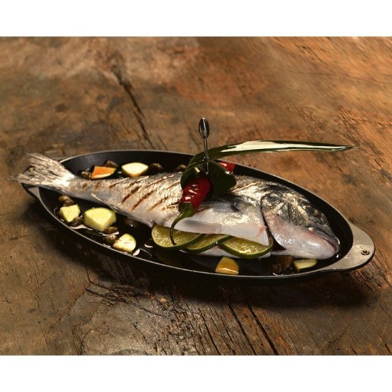 Sartén para pescado de hierro fundido, 16,5 x 34 cm - marca LAVA
