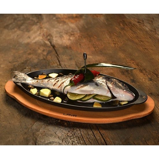 Støbejernsbakke til fisk, 15 x 29 cm, LAVA
