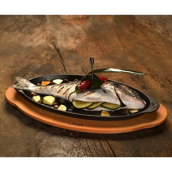 Bandeja de ferro fundido para peixe, 15 x 29 cm, LAVA