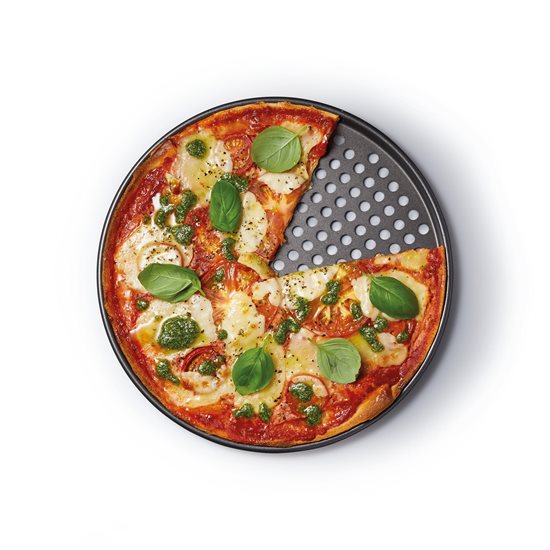 Pizzabrett, perforert, 33 cm, stål - fra Kitchen Craft