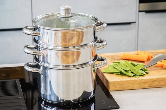 Ensemble de casseroles en acier inoxydable à plusieurs niveaux pour la cuisson à la vapeur - par Kitchen Craft