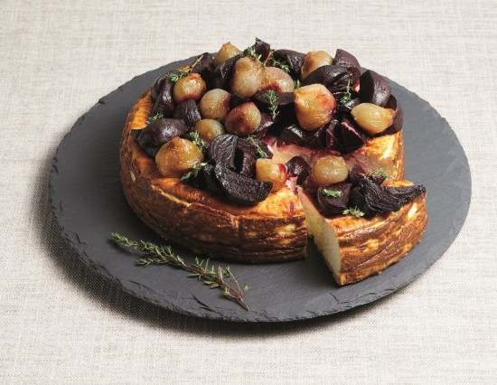 Apaļš slinkās susanas šķīvis, 35 cm, šīfera akmens - Artesa