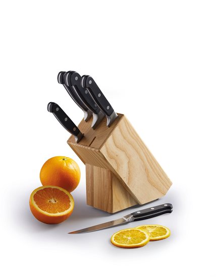 Conjunto de 6 facas, com suporte em madeira de carvalho - Kitchen Craft