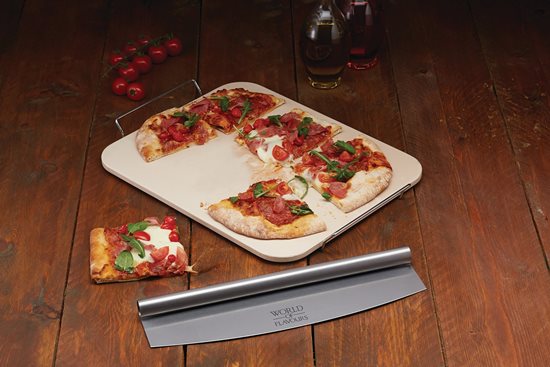 Set de 2 pièces pour préparer et servir la pizza, 37,5 x 30 cm, en céramique - par Kitchen Craft