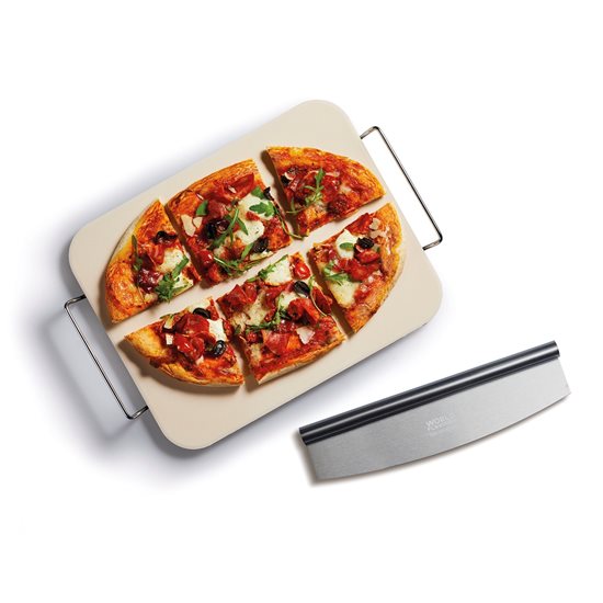 Conjunto de 2 peças para preparar e servir pizza, 37,5 x 30 cm, em cerâmica - por Kitchen Craft