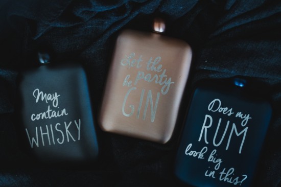 “May contain Whiskey” inscribed bottle, stainless steel, 175 ml - BarCraft