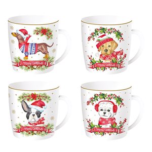 Porcelain mug, 350 ml, "Christmas Dogs" - Nuova R2S brand