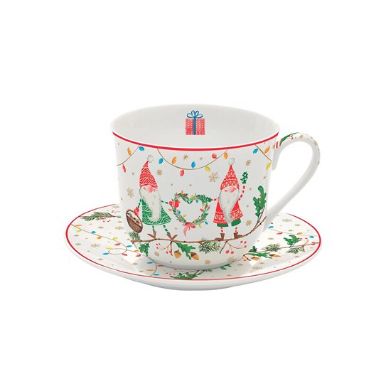 Taza y plato de porcelana, 400 ml, colección "READY FOR CHRISTMAS" - Nuova R2S